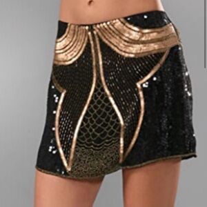 Gryphon NY Glam Rock Mini Skirt in Black and Gold Sequin